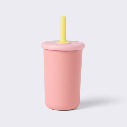 10 fl oz Stainless Steel Straw Tumbler Pink - Cloud Island™