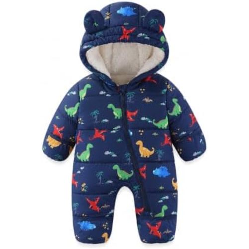 JiAmy Baby Snowsuit Hooded Fleece Lining for Baby 0-36 Months