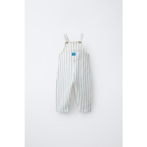 LONG STRIPED OVERALLS - Ecru / Blue | ZARA United States