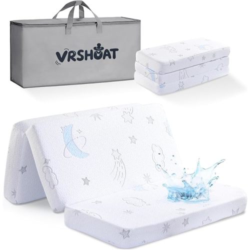Trifold Pack and Play Mattress 38"x26", Double-Layer Pack N Play Mattresses for Baby Toddler with Waterproof Washable Breathable Cover, Portable Mini Crib Mattress for Playpen