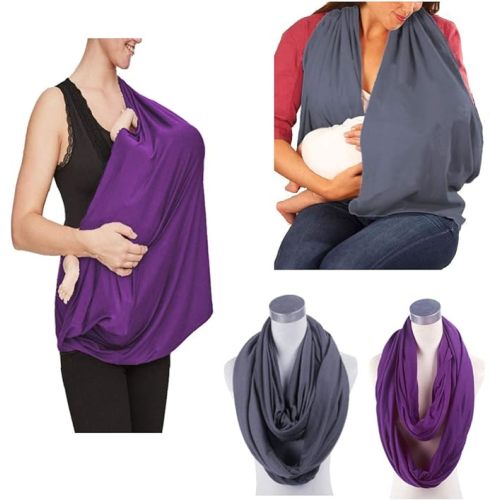 JTSN 2 Pack Nursing Cover - Breastfeeding Cover ups Infinity Scarf, Lightweight Soft Breathable