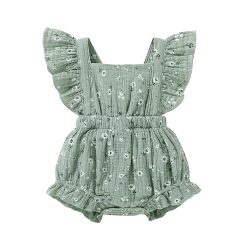 Happy Town Newborn Baby Girl Clothes Infant Summer Romper Sleeveless Floral Cute Outfits One Piece Jumpsuit Bodysuit