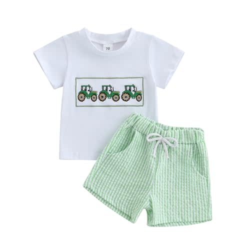 MAYUMMPY Baby Toddler Boys Summer Clothes Sets Casual Outfit Newborn Farm Outfits Tractor Infant Baby Boy Outfit