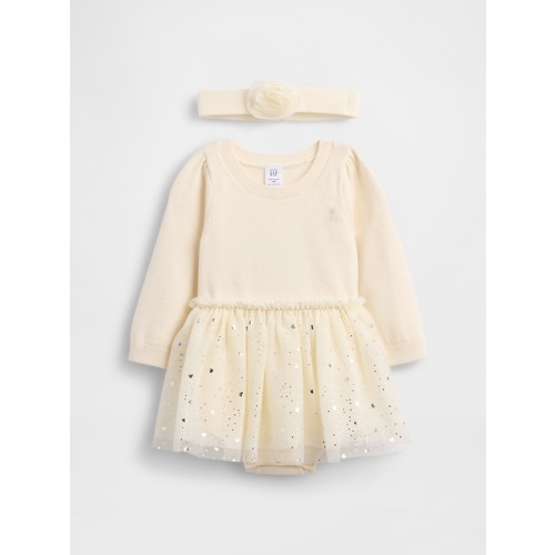 Baby Tulle Sweater Bodysuit Dress Set