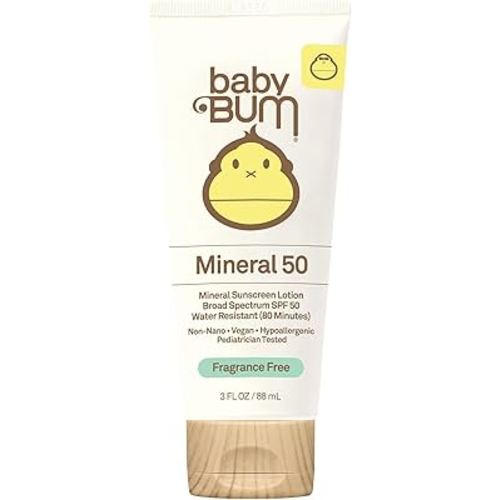 Sun Bum Baby Bum SPF 50 Sunscreen Lotion with Mineral UVA/UVB Face and Body Protection for Sensitive Skin - Fragrance Free - Travel Size - 3 FL OZ