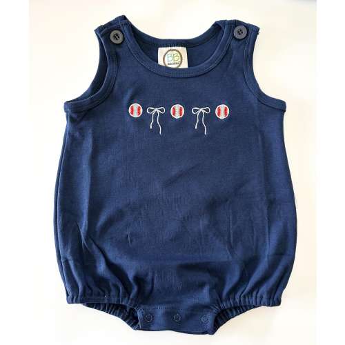 Baseballs and Bows Baby Toddler Bubble Romper