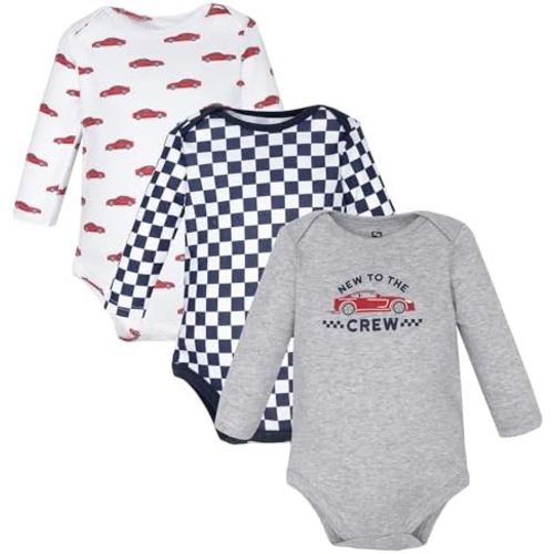 Hudson Baby baby-boys Cotton Long-sleeve Bodysuits 3-pack