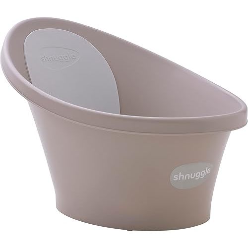 Shnuggle Newborn Baby Bath | Built in Support Bump and Soft Backrest | Suitable from Newborn | Bath Seat Support Includes Plug | Taupe