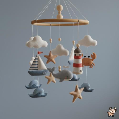 Ocean Felt Mobile, Nautical and Coastal Beach Theme Decor For Boy Room Hanging