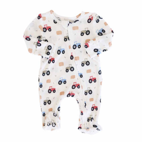 Little Farmer Bamboo Waffle Zipper Footie