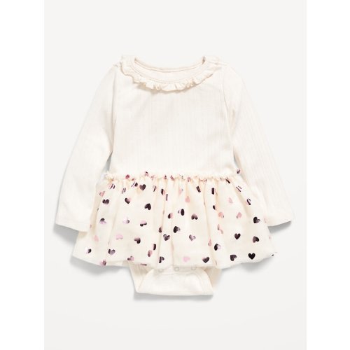 Long-Sleeve Ribbed Bodysuit Tutu Dress for Baby