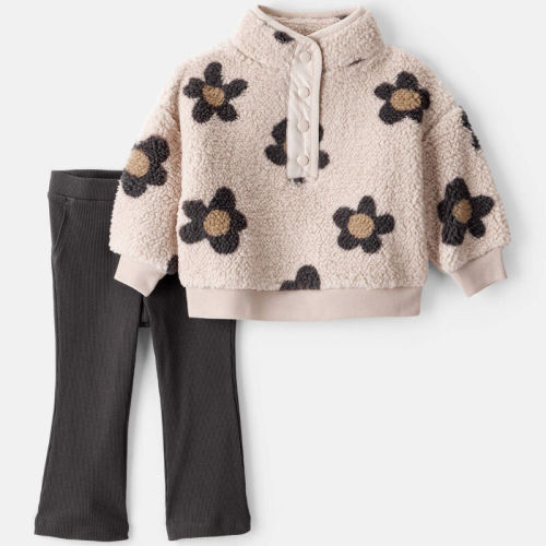 Cream Baby Girl 2-Piece Floral Fleece Pullover and Pants Set | Carter’s Oshkosh Canada
