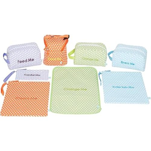 Easy Baby - Diaper, Bottle, and Supplies - Organizer Pouches and Changing Pad - Change, Feed, Dress, and Clean Me (8 Pack Laguna) | Organizing Packing Tote Cubes for Baby Items