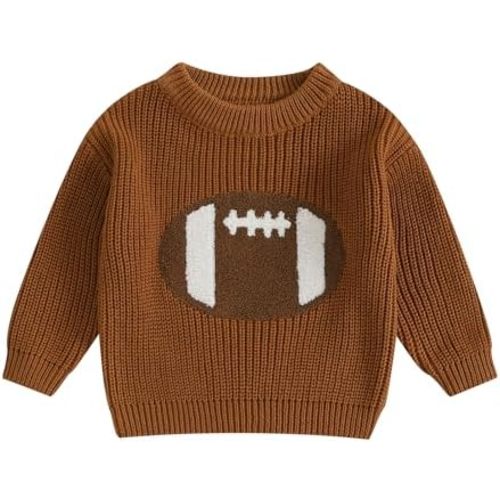 Toddler Baby Boys Football Sweaters Winter Warm Jumpers Clothes Long Sleeve Rugby Embroidery Knitted Pullover Tops