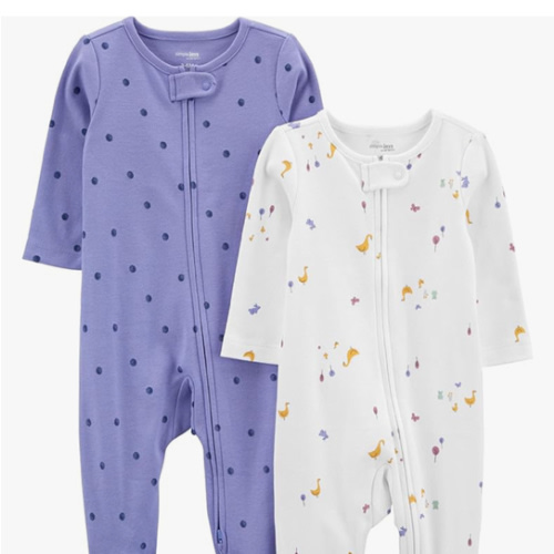 Simple Joys by Carter's Baby Girls' Cotton Footed Sleep and Play, Pack of 2