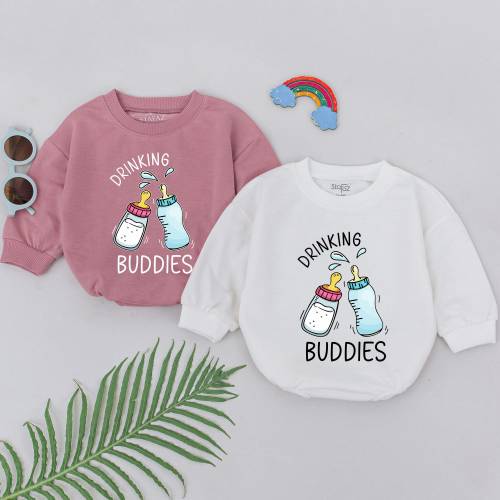 Drinking Buddies Baby Romper, Best Friends Romper, Besties Bodysuit, BFF Soulmate Clothes, Baby Boys Girls Outfit, Matching Twins Drinking