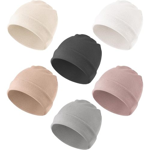 Konssy 6 Pack Baby Beanie Hats for Unisex, Toddler Beanies Baby Girl Boy Hat Warm Cap for Infant, Toddler