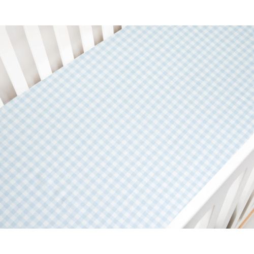 Gooselings Picnic Gingham Crib Sheet - Blue – Namesake