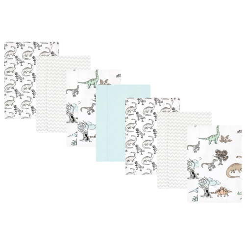 Hudson Baby Cotton Flannel Burp Cloths, Neutral Dino World 7-Pack, One Size
