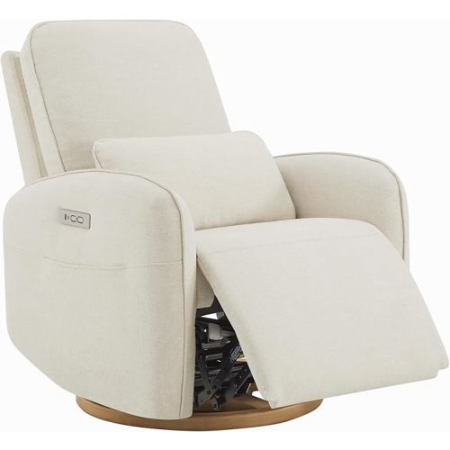 CHITA Power Nursery Glider Recliner Chair, Electric Swivel Rocker Recliner for Adults, Rocking Chair with Removable Lumbar Pillow for Living Room, FSC Certified, Fabric in Linen