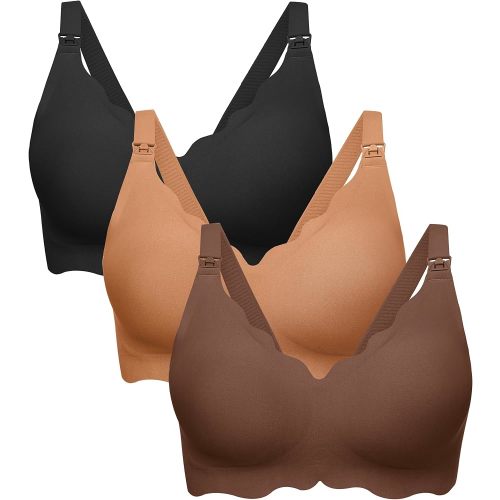 Angelhood Nursing Bras for Breastfeeding 3 Pack Seamless Maternity Bra