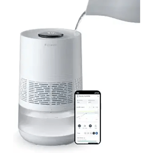 BLUEAIR Premium Smart Humidifier for Large Rooms, Bedrooms, Better Sleep with Evaporative Invisible Mist Tech, Auto Humidify, Easy Top Fill, Smart Control with App, Touchscreen, 3.5L Tank for 48 hours