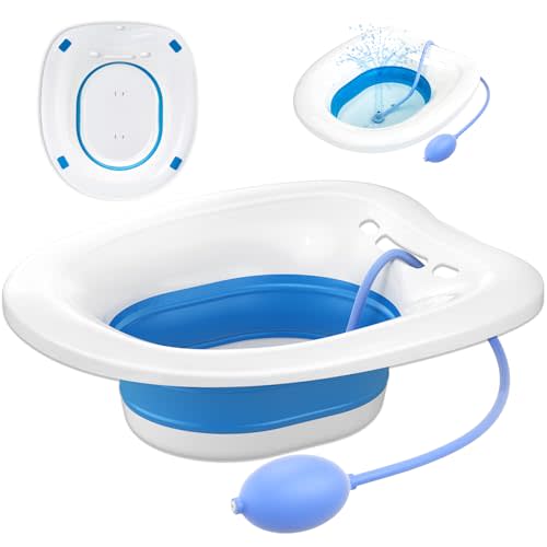 xemieau Sitz Bath, Sitz Bath for Toilet Seat, Postpartum and Hemorrhoids Care Kit - Yoni Steam Seat - Foldable Portable Basin soak - Universal Fit for Standard Toilets