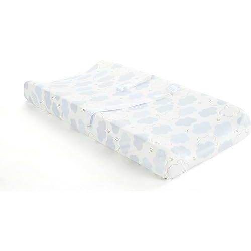 Lush Decor Goodnight Little Moon Clouds Soft & Plush Changing Pad Cover, 32" x 16" x 5", Blue