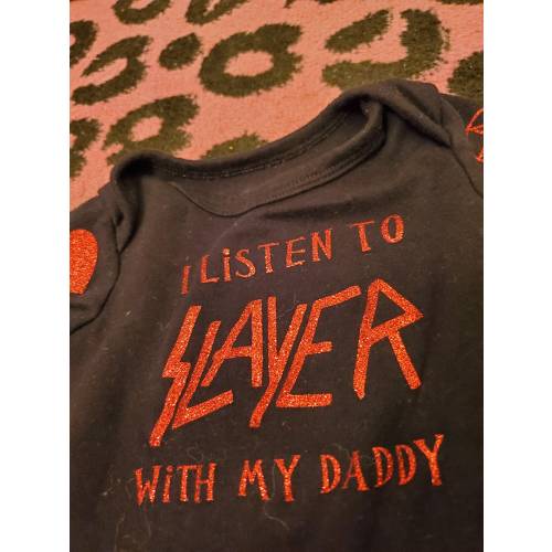 I Listen to SLAYER band with mommy & Daddy- onesie tee Pick your BAND