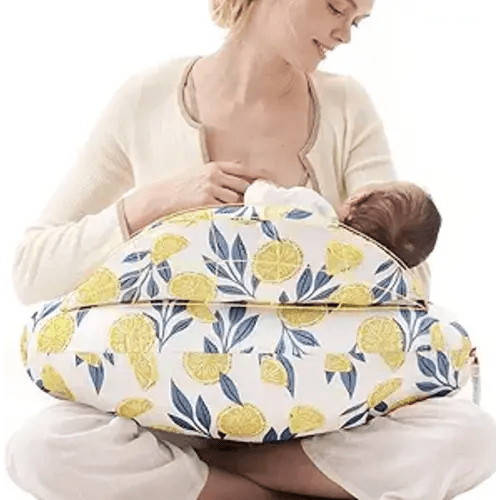 Momcozy Innovative Safety Guard Nursing Pillow for Breastfeeding- Wider Feeding Pillows for More Support for Mom & Baby- Easier Nursing & Hand Free- Fit for All, Removable Cotton Cover