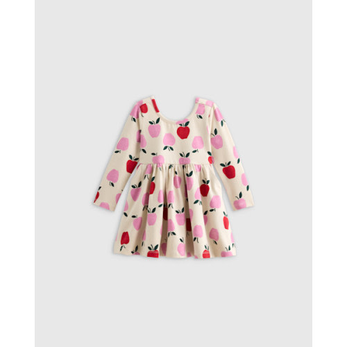 Organic Cotton Long Sleeve Skater Dress - Baby Girl in Multi Stripe Rainbows