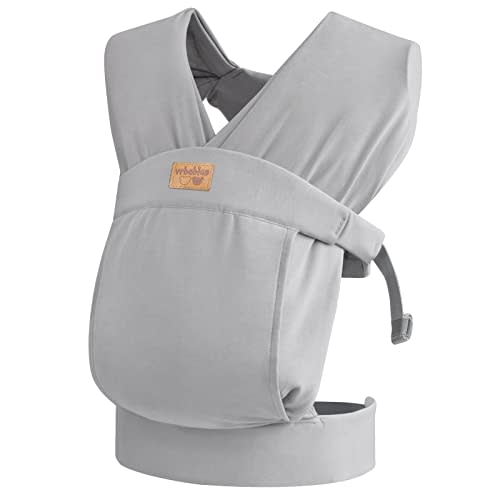 vrbabies Baby Wraps Carrier Sling, Baby Carrier for Newborns and Toddlers,Skin-Friendly and Soft Front BabyCarrier Wrap Perfect Newborn Gifts (Light Grey, Cotton)