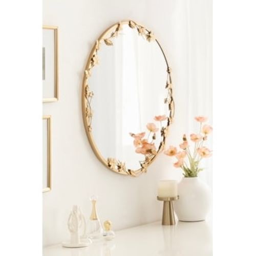 Kate and Laurel Rosella Floral Wall Mirror Metal
