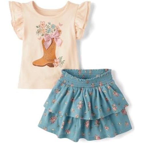 The Children's Place baby-girls And Toddler Short Sleeve Shirt and Skirt, 2 Piece Outfit