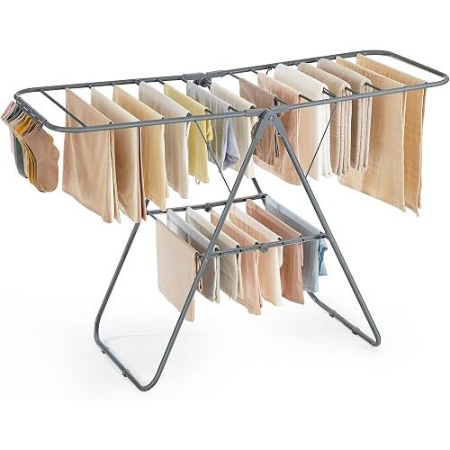 SONGMICS Clothes Drying Rack, Foldable Space-Saving Laundry Drying Rack