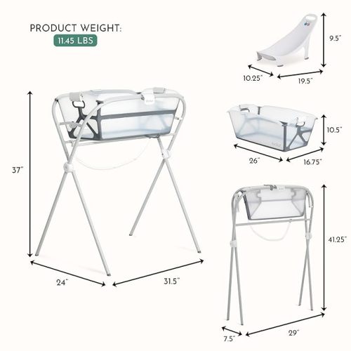 Evolur Supple Baby Spa Set – Complete Newborn Bath Essentials Kit with Baby Bathtub, Hammock Seat and Metal Frame | Infant Bath & Spa Gift Set for Baby Showers & New Parents