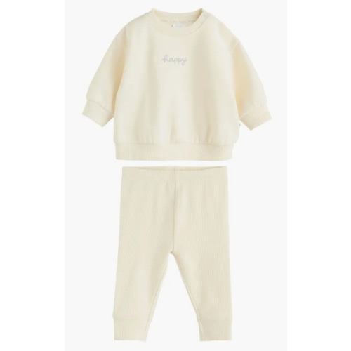 Happy Sweatshirt & Rib Leggings Set