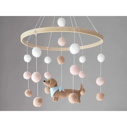 Dachshund baby mobile, Dachshund crib mobile, Dog mobile nursery, Dachshund cot mobile, Dachshund nursery decor, Dachshund  baby shower, P03