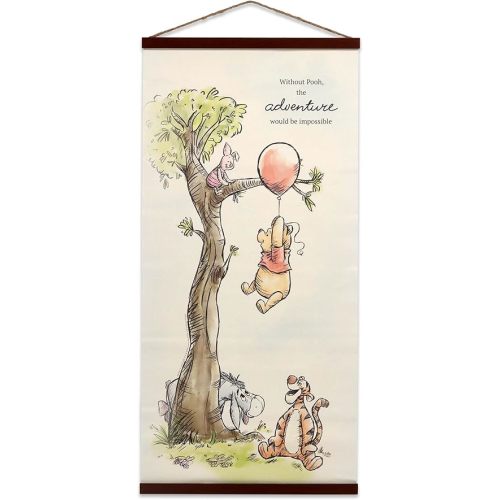 Open Road Brands Disney Winnie the Pooh Adventure Hanging Canvas Banner - Fun Pooh and Friends Wall Decor for Home
