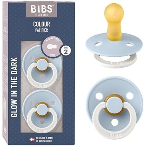Bibs Colour Pacifier 2-Pack | BPA Free Soother, Round Nipple. Natural Rubber Latex,