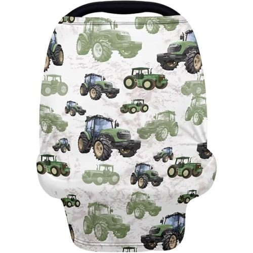 Binienty Womens Nursing Cover Breastfeeding Scarf, Truck Tractor Print Baby Car Seat Covers Multi Use Newborn Carrier/Stroller/Shopping Cart, Girl Boy Stroller Cover Gifts