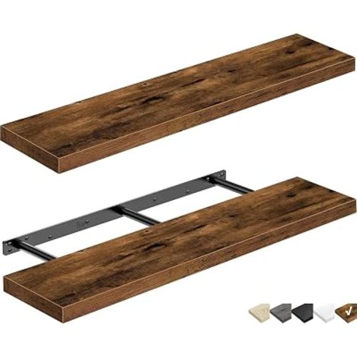QEEIG Long Floating Shelves for Wall (Brown, Set of 2, 31.5")