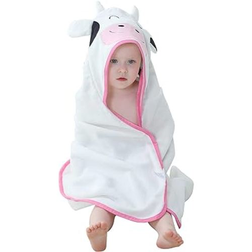 MICHLEY Unisex Baby Animal Hooded Bath Towel Soft Cotton Beach Swimming Bathrobe for 0-6T, Cow