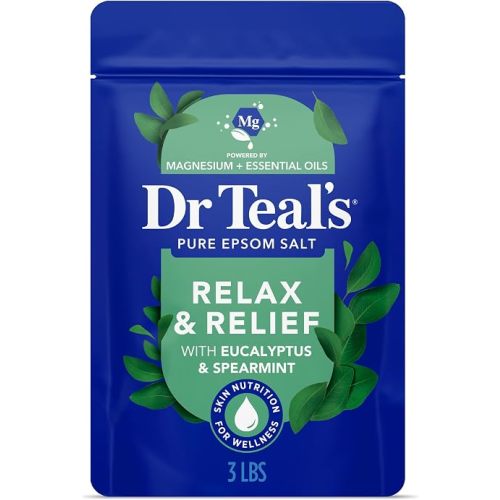 Dr Teal's Epsom Salt Magnesium Soak, Relax & Relief with Eucalyptus & Spearmint Essential Oils, 3 lbs