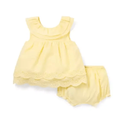 Baby Dawn Yellow Baby Eyelet Trim Matching Set by Janie and Jack