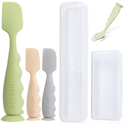 Baby Diaper Cream Spatula with Case-1 Large 2 Mini Butt Paste Spatula with 2 Travel Case-Soft Baby Butt spatula baby Diaper Cream Applicator-Diaper Rash spatula Bum Spatulas Brush