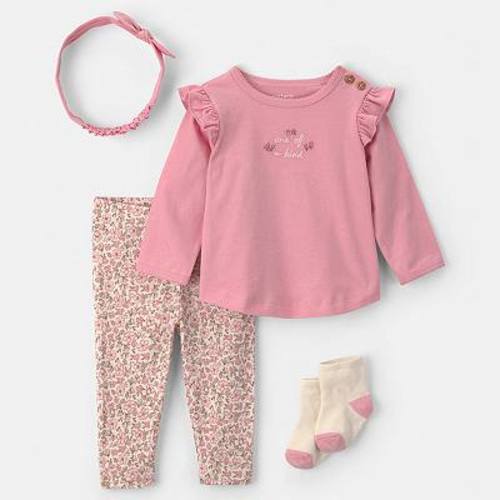 Baby Girl Carter's 4-Piece Long Sleeve Top, Pant & Headband Set