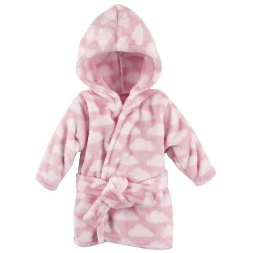 Hudson Baby Infant Girls Plush Animal Face Bathrobe, Pink Clouds, 0-9 Months - Pink Clouds - 0-9 Months