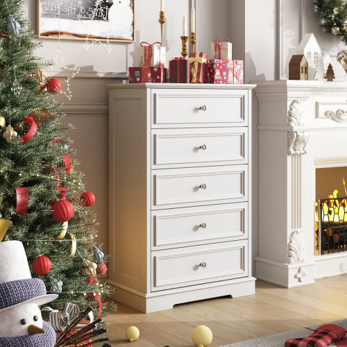 Lark Manor™ Valera 27.5'' W Vintage 5-Drawer Dresser with Bronze-Colored Handles & Reviews | Wayfair