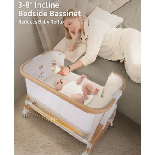 Latitude Run® 4 In 1 Baby Bassinet & Bedside Sleeper,Height-Adjustable Baby Crib With Wheels And Mosquito Net, Easy To Fold Bedside Bassinet For Baby | Wayfair